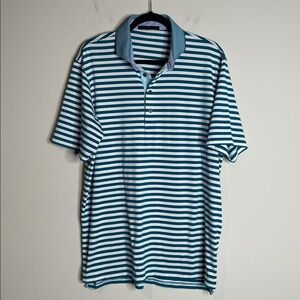 Greyson | Men’s Teal Striped Polo Shirt Size Large